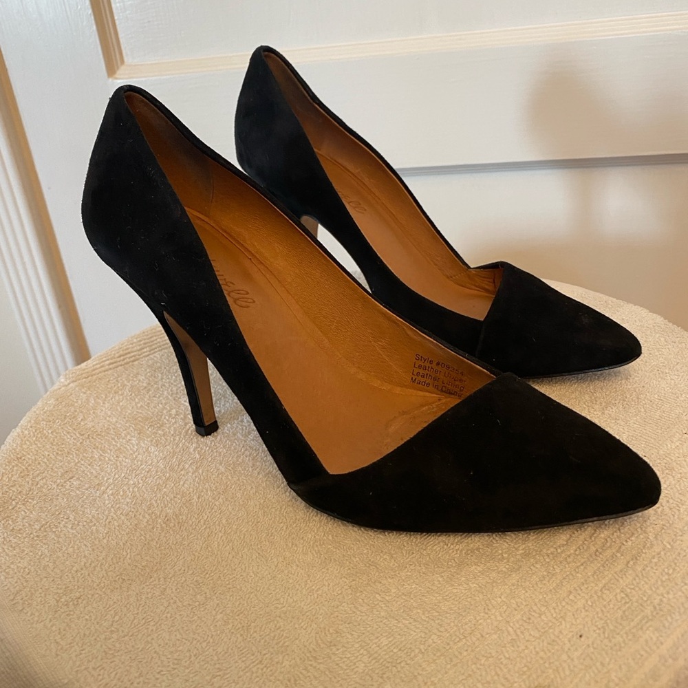 Madewell Black Suede Pointed-Toe Heels